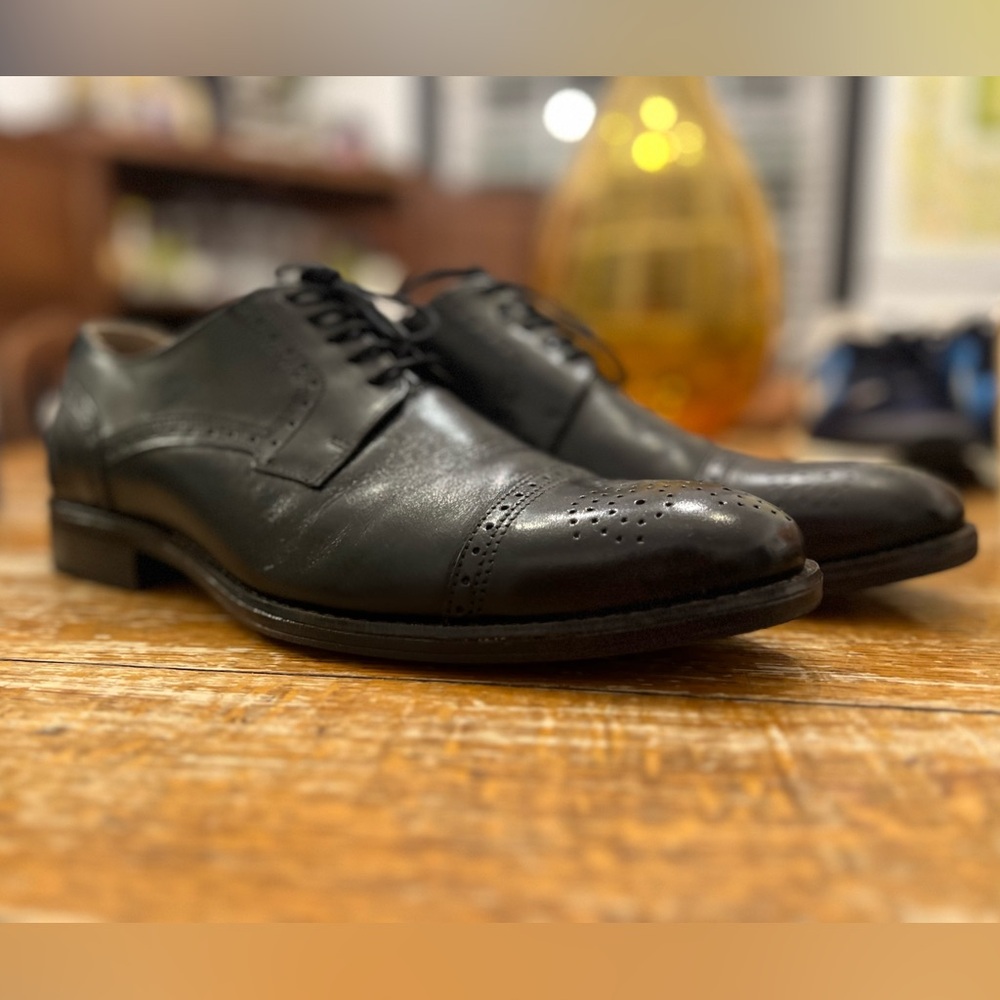 Men’s Johnston & Murphy Oxford Dress Shoes-LEATHER-Black-Size 11-$55